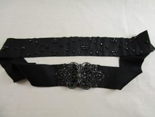 Antique Victorian Mourning Belt Metal Buckle on Black Ribbon Sash