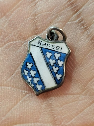vtg 835 Silver Enamel Kassel Germany Shield Charm Small- S352
