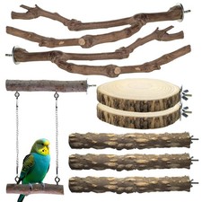 8pcs Natural Bird Perches for Cage, 5.9  Small Wood Bird Perch for Parakeet/C...