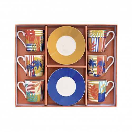 EASY LIFE CONFEZIONE 6 TAZZE CAFFE' con PIATTO BAHIA R0126BAHA