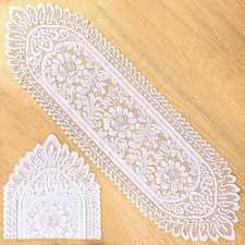 2 Pack Cotton Crochet Lace Rectangular Table Runner Doilies Table Dresser Scarf