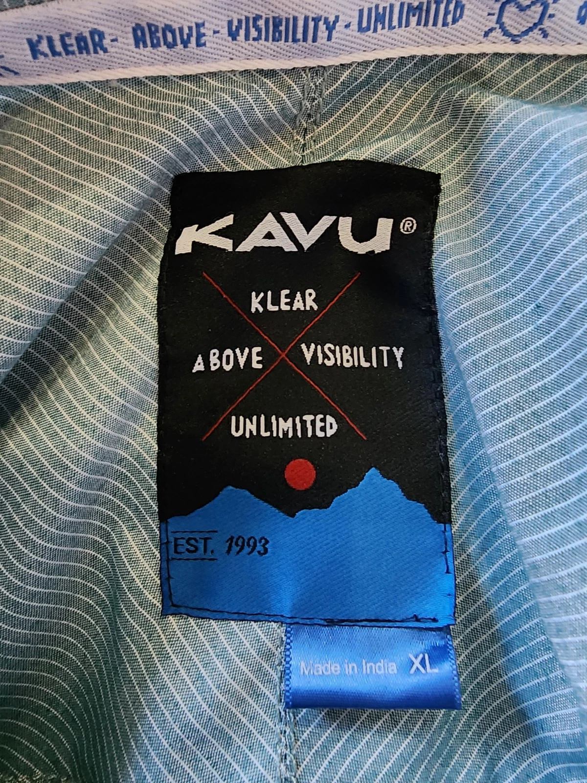 Kavu Shirt Mens XL Button Down Striped Short Sleeve Golf Hiking Camping Shirt