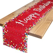 Happy Birthday Table Runner 72 Inches Birthday Centerpieces 12x72 Inches Red