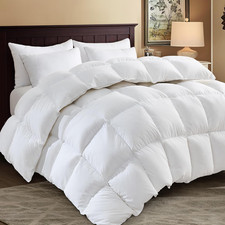 SHOUREN White Luxurious Goose Feather Down Fiber Comforter, All Season Hotel Col