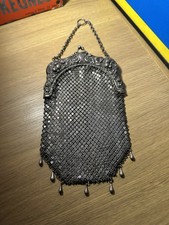 Sterling Silver floral Flapper Era Art Deco Nouveau Bag Purse Antique Chain Mail