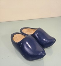 Vintage Dutch Wooden Shoes Klompen Blue 7.5  Holland Souvenir Pair