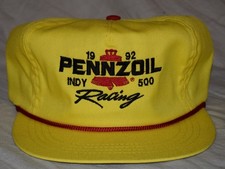 Vintage 1992 Pennzoil Racing Indy 500 Hat Car Racing - Yellow Cali Fame