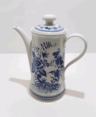 Kahla Porzellan Kanne 24cm DDR Blau Weiß Blumenmuster