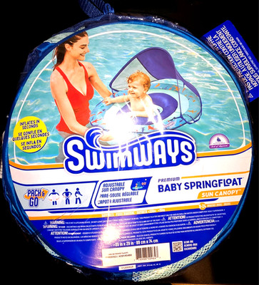 SwimWays Baby Spring Pool Float with Canopy Shark Themed Design SUPPORTS  33 lbs