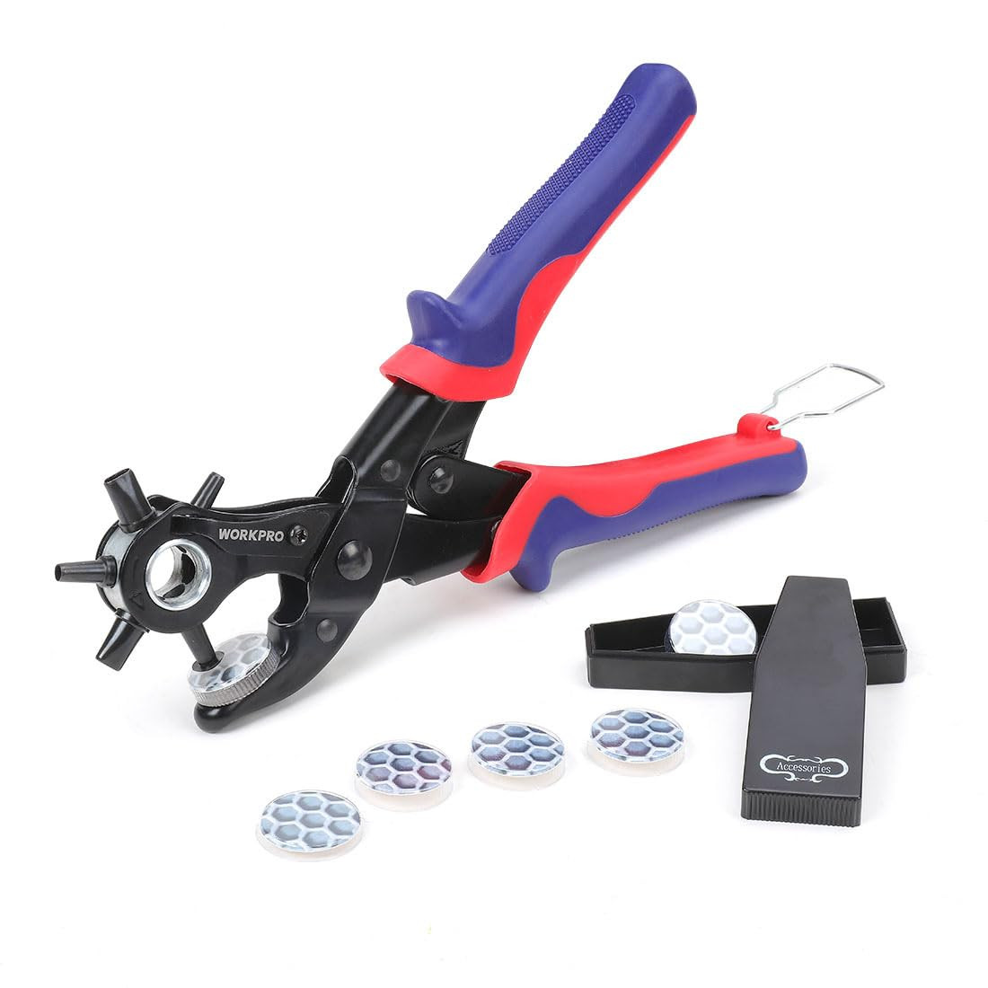 Pinza Perforatrice per Cinture e Cuoio - Testa Girevole - Kit Professionale