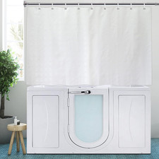 Extra Short Shower Curtain 102 Drop, White Textured Waterproof Small Shower Curt