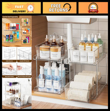 2-Tier Under Sink Organizer  Storage - Pull-Out Cabinet, Kitchen Pantry Set of