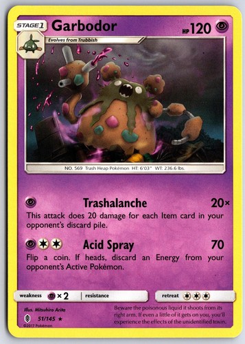 Pokemon Garbodor 51/145 Rare Guardians Rising NM