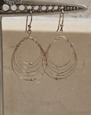 IBB THAILAND 925 STERLING SILVER MULTIPLE SATELLITE DANGLE EARRINGS 1.5"