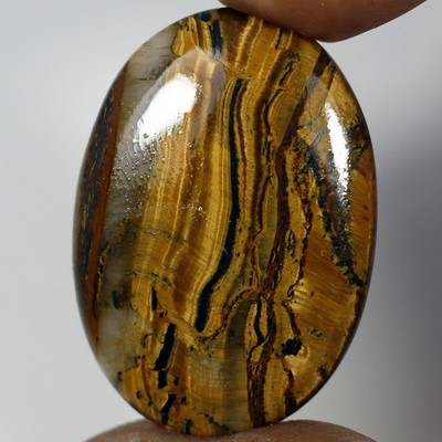 41.30 ct Natural Golden Tiger's Eye Cabochon Oval Matrix Jasper Loose Gemstone