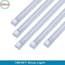 25 Pack 8 Foot 72W 8FT Led Shop Light Fixture T8 Integrated Led Tube Light Bulbs