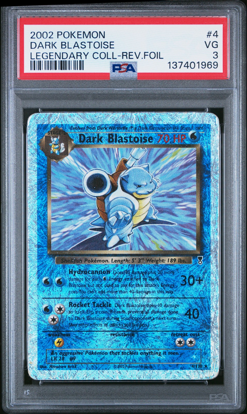 Dark Blastoise Reverse #4 2002 Pokemon Legendary Collection PSA 3 250001