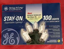 GE STRING A LONG LIGHTS 100 41.2 FT INDOOR OUTDOOR NEW Stay On Clear Christmas