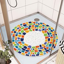 Shower Mat Non-Slip Soft Comfort Bath Mat W/ Drainage Holes PVC Loofah Massage