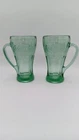 Set of 2 Green Coca-Cola Glass with Handle Mugs Libbey 16oz  Heavy Coke Bar Vtg