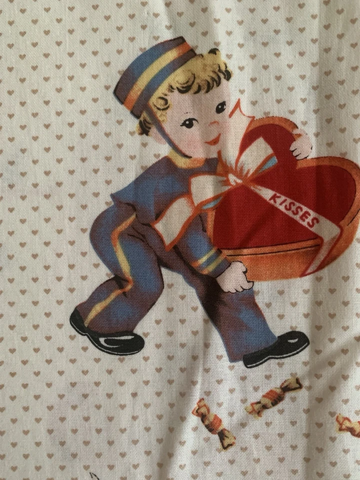 *OOP/VTG* Valentine's Card Fabric Images Cards on Cotton Fabric Faye Burgos 1 yd - Image 4 of 4