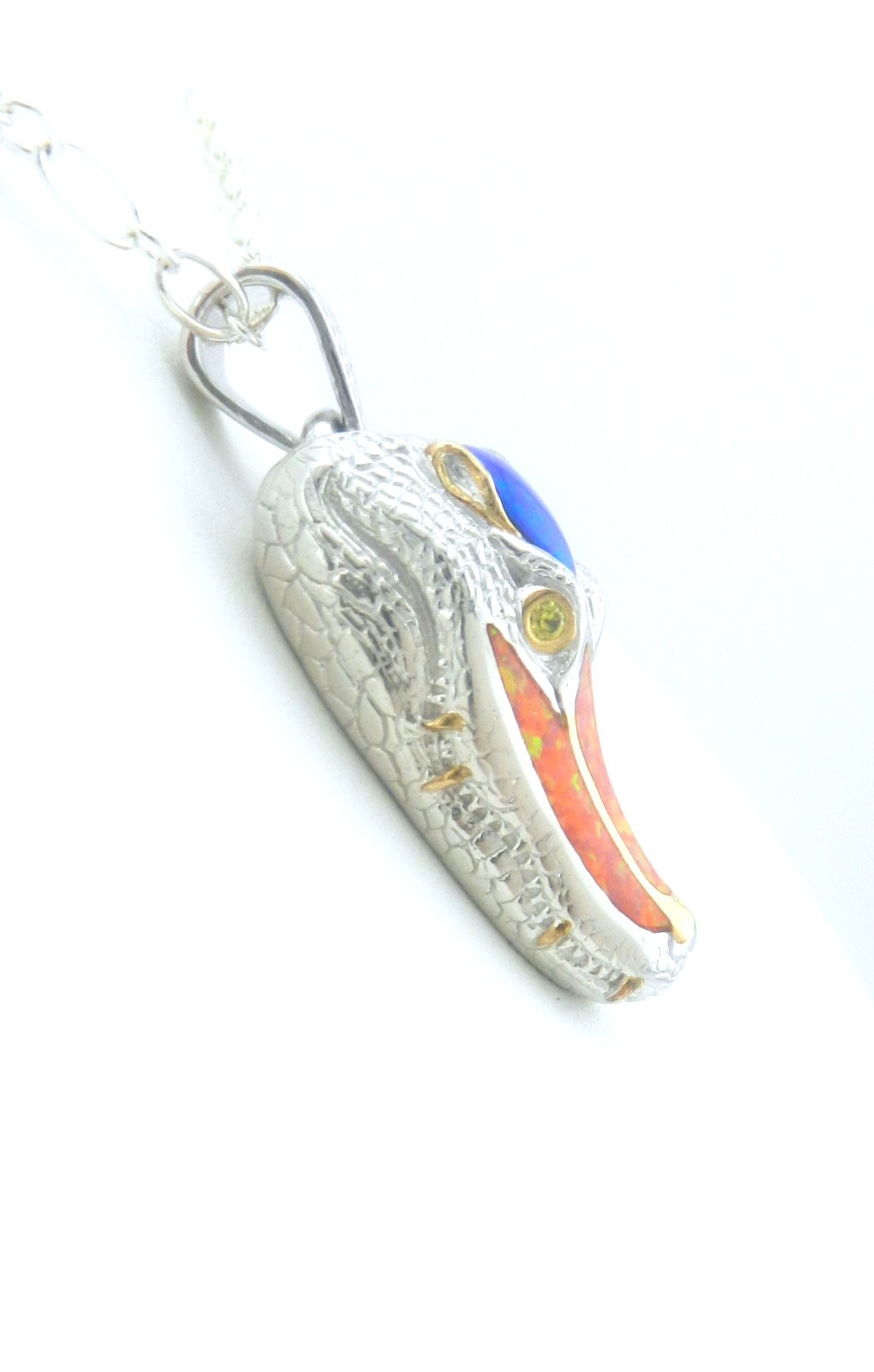 Kovel Solid Sterling Silver Alligator Pendant Pin… - image 4