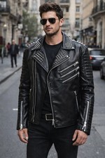 perfecto clouté noir homme black pistol taille L style punk biker rock