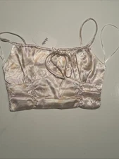 Elodie - Blush Ecru - Tie Front Cropped Top - SIZE S - New With Tags!