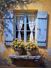 Stamped Cross Stitch Window Flowers 11ct 40x50cm 25 Colors Toolkit Project Bag