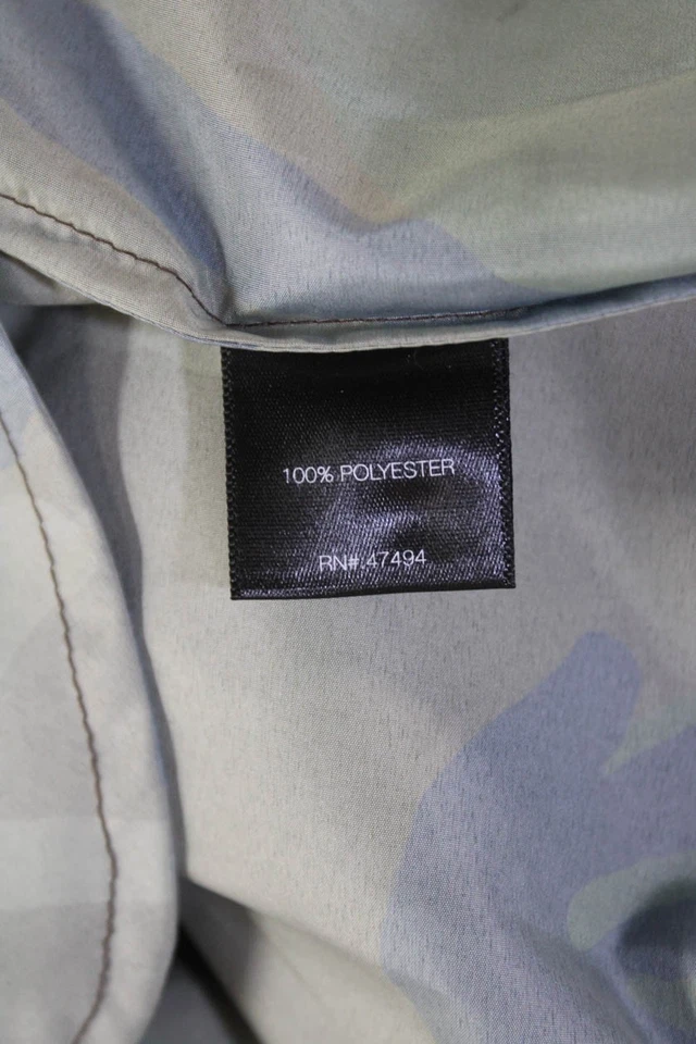 Camisa de camuflaje Norma Kamali para mujer manga larga con cuello verde marrón talla XS Foto 4 de 4