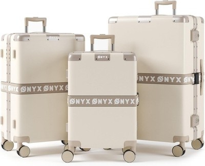 ONYX 3-tlg. Kofferset Hybrid Hartschale Alu-Reißverschluss  33L/65L/100L NEU OVP