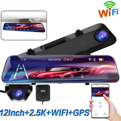 12 Inch Touch Screen WIFI Car Mirror Video Recorder Dash Cam