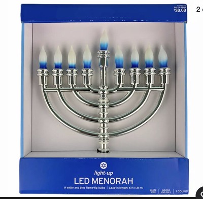 Philip Hanukkah Plug In Menorah With Blue Lights Chrome 6 Ft Lead In Length Ebay