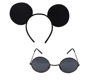 3 Blind Mice Set Black Glasses Mouse Ears On Headband Fancy Dress Outfit Ebay