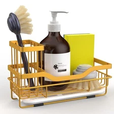 Sponge Holder For Kitchen Sink Caddy Organizer With Brush Holder & Drain Tray Ru