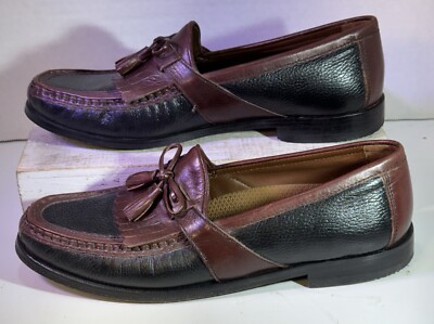 Johnston & Murphy Mens 10.5 M Black‎ Brown Leather Tassel Kiltie Loafers 20-0592 Johnston & Murphy Black/Brown Leather Tassel Kiltie Loafers  main image 4
