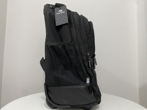 MATEIN Rolling Travel Backpack, Sturdy 17 inch Laptop Backpack w/ Wheels, Black - Picture 3 of 12