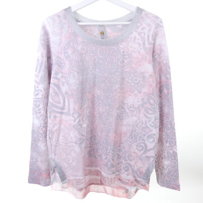 TREDY Sweatshirt Sweat Strass Rosa Grau Gr. 40
