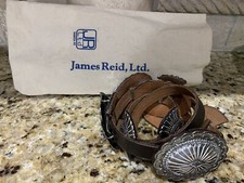 VTG James Reid Santa Fe Sterling Silver Concho Buckles Belt