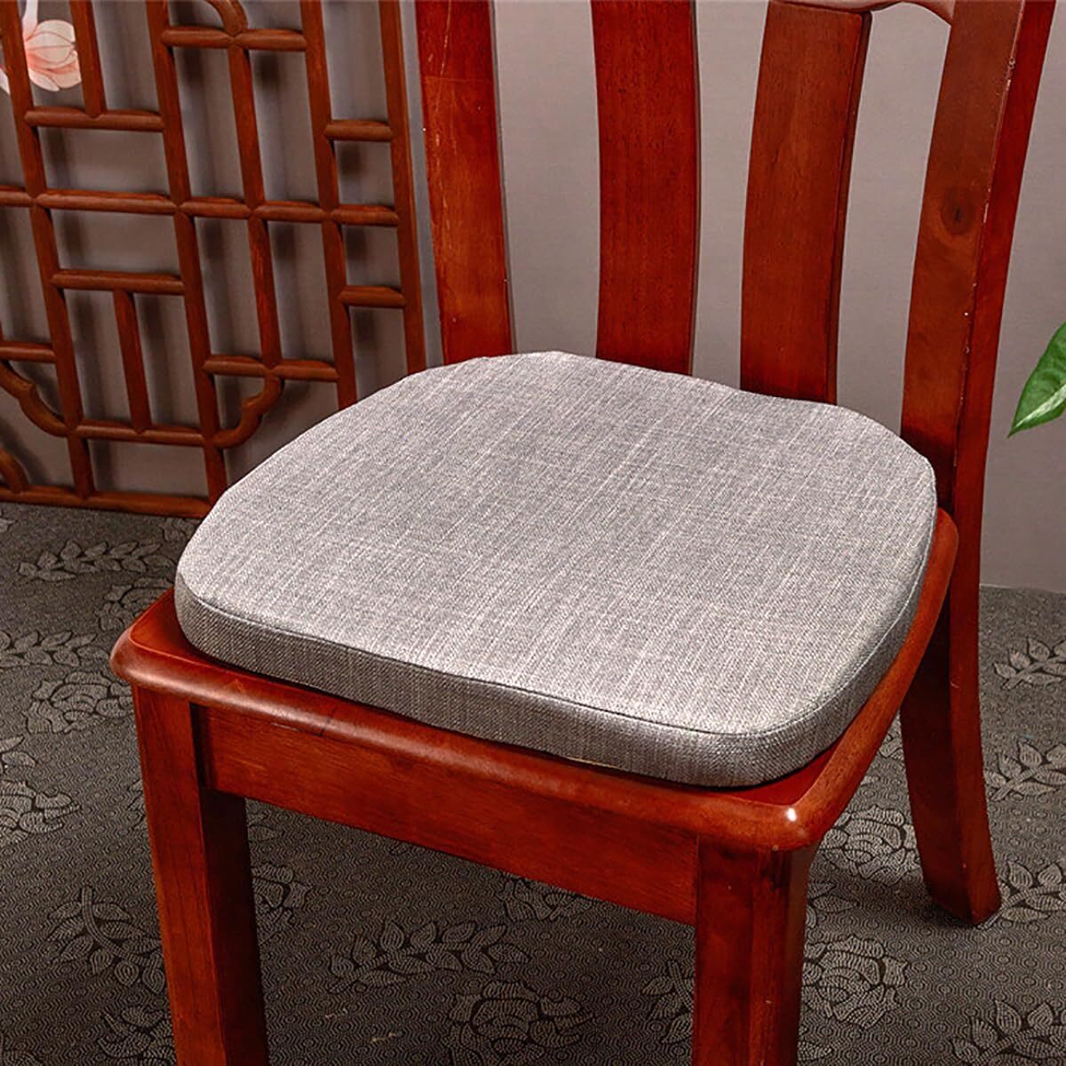 Non-slip thick gray dining chair mat with memory foam seat cushion