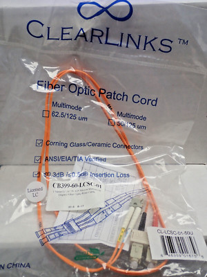 Multimode Fiber Optic Cable LC-SC 50/125um - 1 Meter ClearLinks