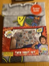 Ryan's world Boys Sheet Twin Set Flat Fitted Standard Pillowcase 3pc