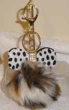 Brown Tones PomPom Keychain Backpack Purse Charm Stocking Stuffer Great Gift