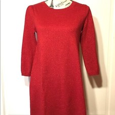 Banana Republic Red Metallic Glitter Tunic Holiday Dress Small