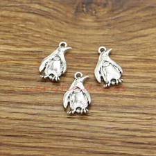 20 Penguin Charms Craft Making DIY Wholesale Animal Antique Silver Tone 12x20mm