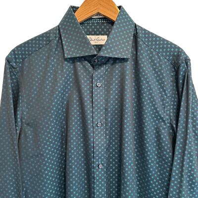 robert dress shirts Men's Robert Graham Highland Jacquard Short Sleeve Shirt, Navy, M