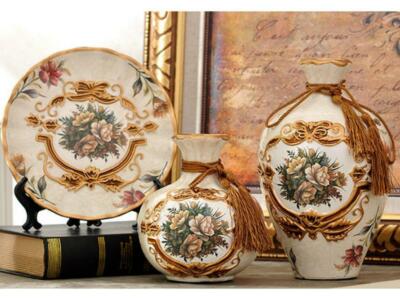 Royal Collection - 3 Piece Ceramic Vase Set - Light Brown