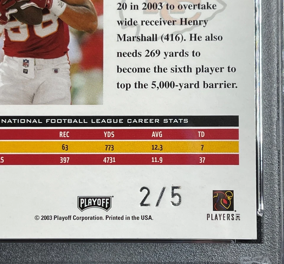 2003 Playoff Honors Condado de Orange Grabado Tony González/5 #92 PSA 8 Calificado Foto 3 de 3