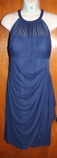 DAVID'S BRIDAL Ladies' Sz 4 COCKTAIL DRESS (Navy; High Neck) EUC