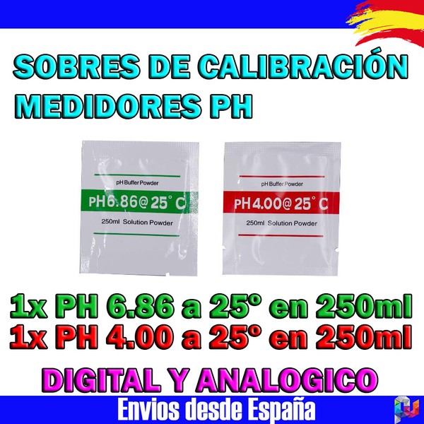 Sobres de Calibracion para Medidor de ph digital y Analogico PH TESTER DISPLAY